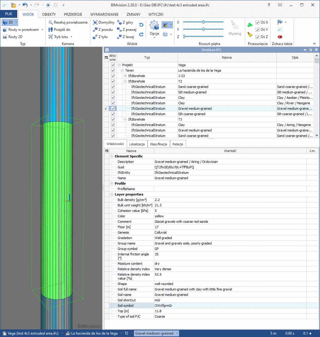 Plik IFC 4x3 wygenerowany w GEO DB i otwarty w BIMvision