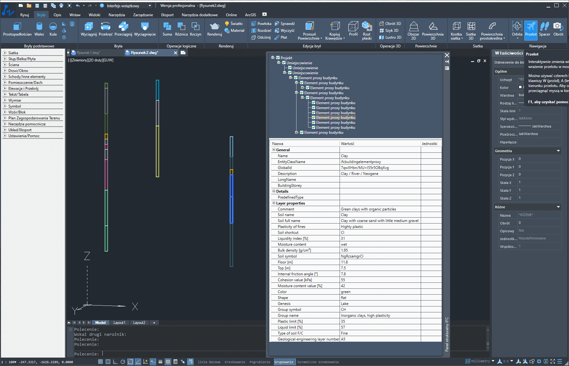 Plik IFC 2x3 wygenerowany w GEO DB i otwarty w ZW CAD